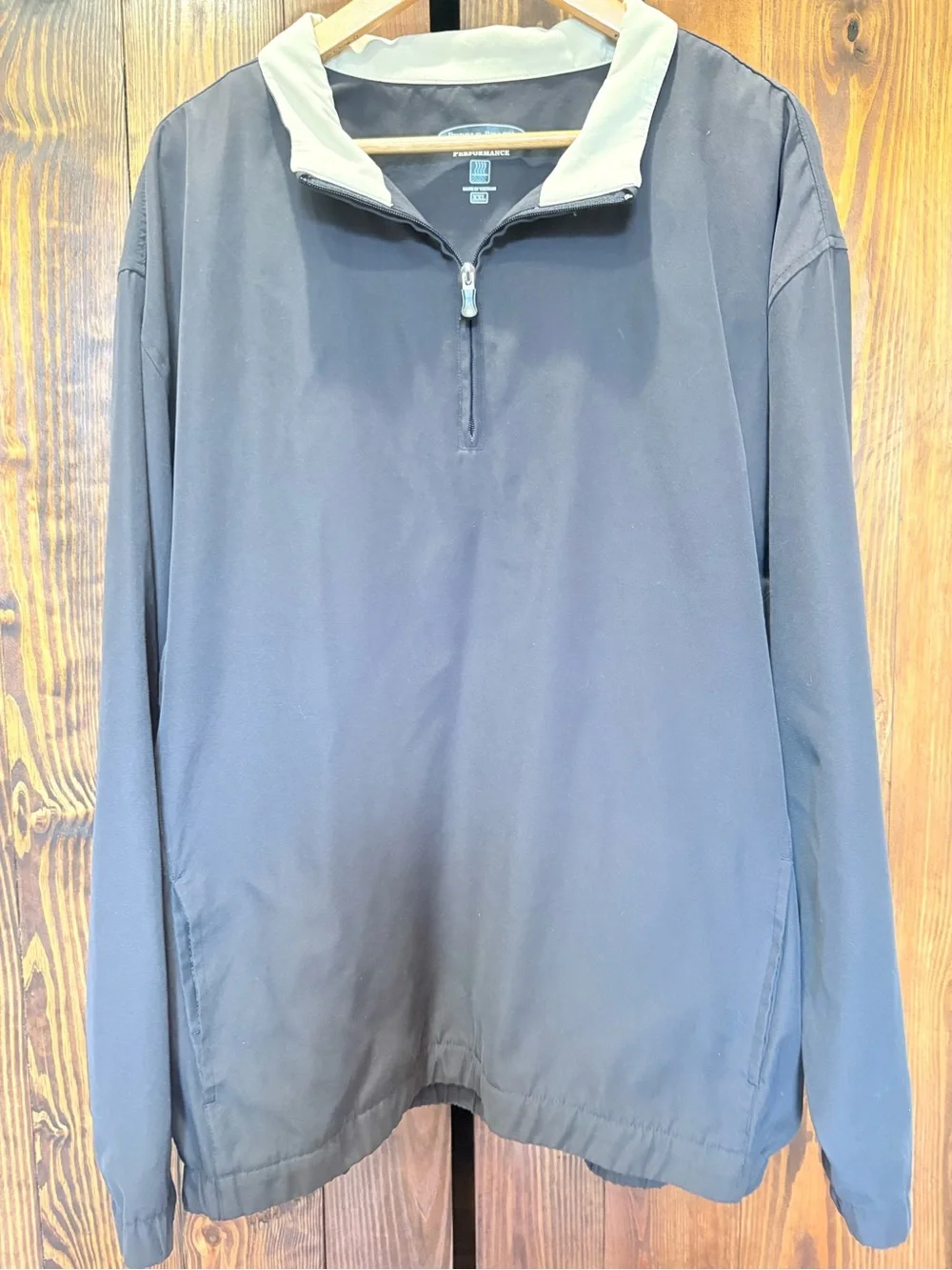 Pebble Beach Men's Performance Quarter Zip Golf Pullover Black & Tan XXL